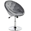 HOMCOM Swivel Dressing Stool, Velvet-feel Upholstered Vanity Chair, Adjustable Height Tub Makeup Chair with Button Tufting and Thick Padding for Bedroom, Grey
