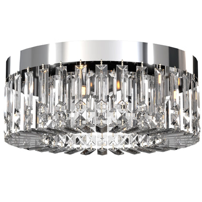 HOMCOM Crystal Chandeliers with 160 Crystal Pendants, 6-Light Ceiling Light for Living Room, Bedroom Dining Room, Silver Tone