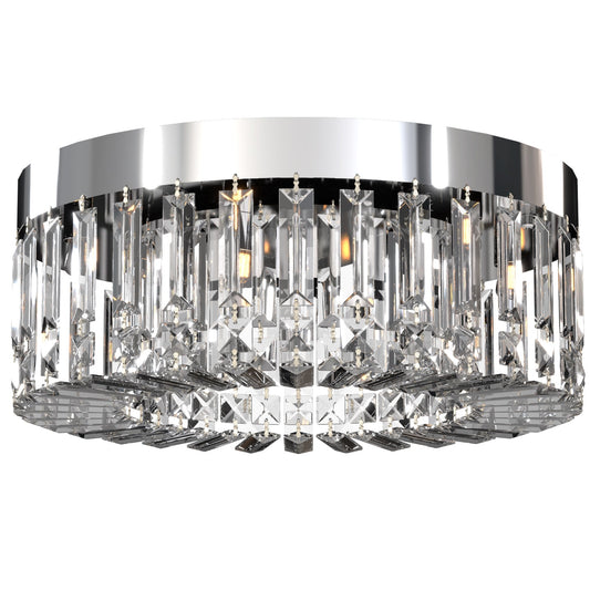 HOMCOM Crystal Chandeliers with 160 Crystal Pendants, 6-Light Ceiling Light for Living Room, Bedroom Dining Room, Silver Tone