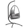 Outsunny Hanging Egg Chair, Indoor Outdoor Swinging Hammock Chair with Stand, Foldable Basket, Side Pocket, Dark Grey