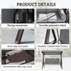 Outsunny 3 Seater Canopy Swing Chair, Outdoor Garden Swing Seat with Adjustable Canopy, Cushions and Cup Trays, Steel Frame, Light Grey