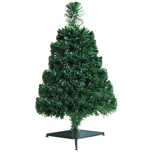 Indoor Fibre Optic Christmas Tree with 60 PVC branch tips, a green artificial tree with a black stand