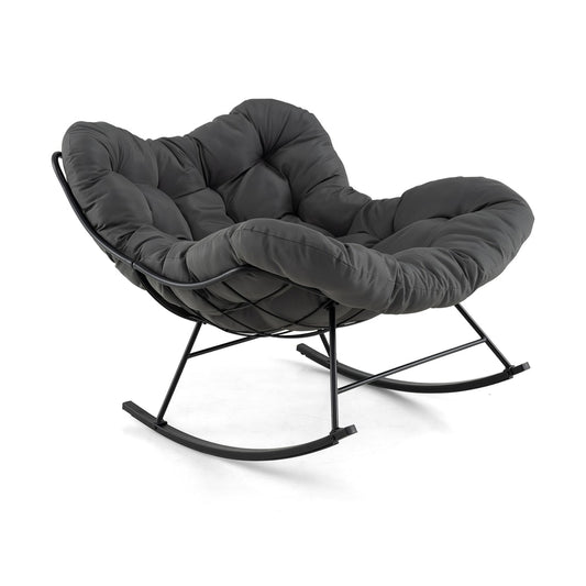 Indoor Outdoor Rocking Chair Oversized Egg Papasan Chair-Grey on a white background