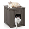 Indoor Outdoor Cat House with Flip Front Door and Raised Floor-Coffee
