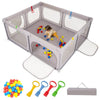 Indoor Safety Play Fence Infant Activity Center with 50 Ocean Balls-Light Grey