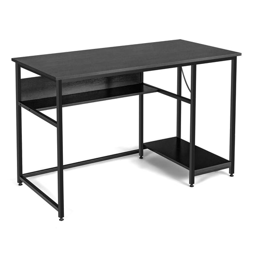 Industrial Computer Desk with Storage Shelf and CPU Stand in black