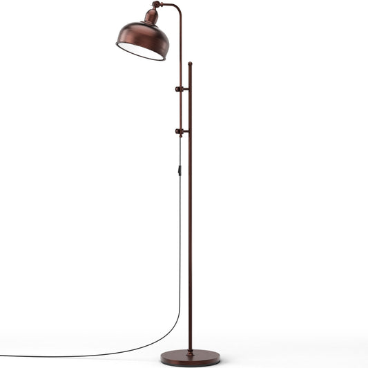 Industrial Floor Lamp with adjustable height and lamp head in a copper finish