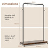 Industrial Clothes Rack Rolling Garment Rack with Bottom Storage Shelf-Rustic Brown