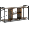Industrial Entertainment Center with 4 Open Shelves-Rustic Brown
