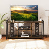 Industrial Entertainment Center with 4 Open Shelves-Rustic Brown