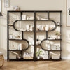Industrial Etagere Bookcase with Open Storage Shelves and Metal Frame-Rustic Brown