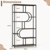 Industrial Etagere Bookcase with Open Storage Shelves and Metal Frame-Rustic Brown