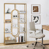 Industrial Etagere Bookcase with Open Storage Shelves and Oval Shape-White