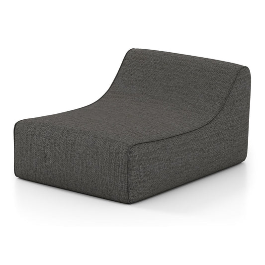 Inflatable Lounge Chair Ergonomic Blow Up Lazy Sofa in grey fabric on a plain white background