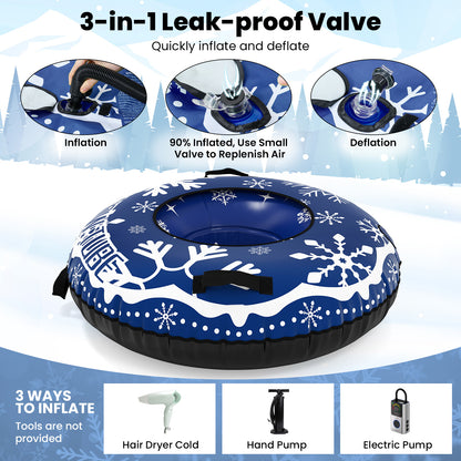 Instructions for inflating and deflating the inflatable snow tube using various pumps