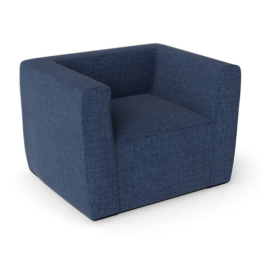 Inflatable Sofa Portable Blow Up Couch in blue fabric, a modern single lounger air sofa chair