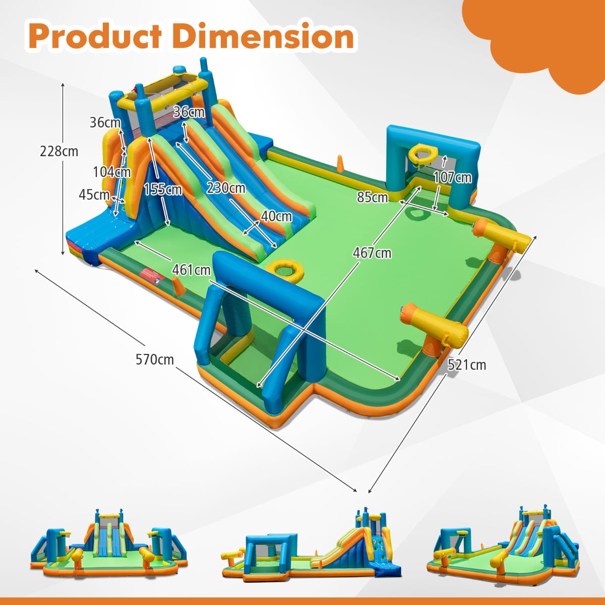 Inflatable Outdoor Water Park for Kids  with Climbing Wall