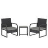 Outsunny Rattan Bistro Set, 3 Piece Garden Furniture Set with Cushions and Glass Top Table, Black