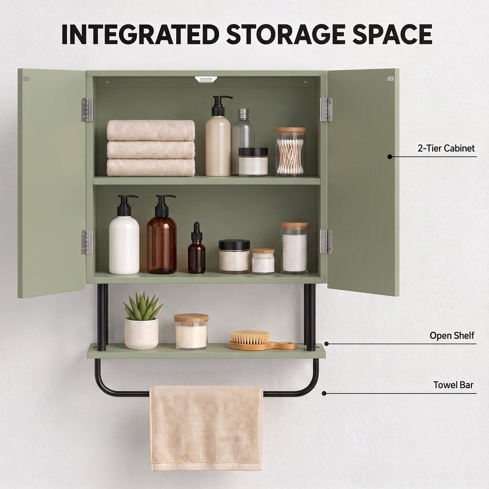 HOMCOM Bathroom Wall Cabinet in Green