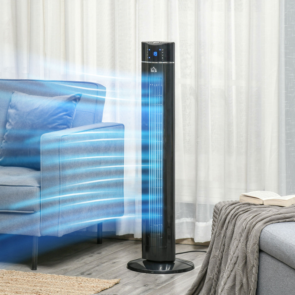 HOMCOM Anion Tower Fan in Black