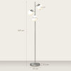HOMCOM 3-Light Tree Floor Lamps for Living Room, Modern Standing Lamp for Bedroom with Globe Lampshade, 3000K/4000K/6000K Colour Temperatures, Steel Base, Silver Tone