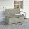 Outsunny 144 L Garden Storage Bench with Zipped Liner, 2 Seater Rattan Garden Bench with Storage, Gas Strut, Cushion, Light Grey