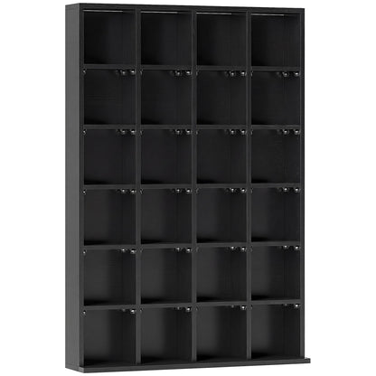 HOMCOM CD Storage Unit with Adjustable Shelves, 89 x 130.5 cm, Black