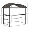Outsunny 2.4 x 1.5m Outdoor Grill Gazebo with Side Shelves, PC Board Roof, Dark Grey