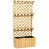 Outsunny 52L Wooden Planter, with Trellis and Shelves - Natural Finish