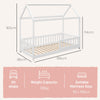 HOMCOM House-Shaped Kids Bed Frame with Guard Rails, Solid Pine Wood Single Bed Frame for Kids Boys and Girls