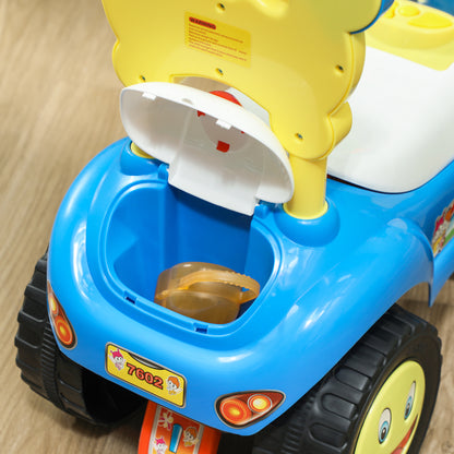 AIYAPLAY Foot to Floor oddler Ride on Toy w/ Music, Light, Horn, Under Seat Storage, Anti-Over-Backwards Device, Blue