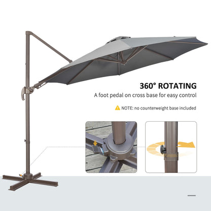 Outsunny 3(m) Cantilever Parasol in Dark Grey