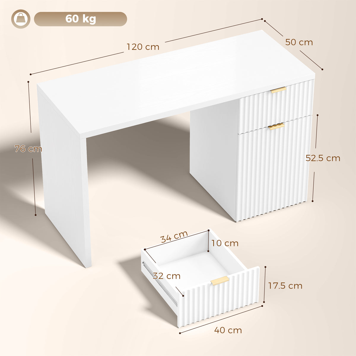 HOMCOM Computer Desk with Drawer in White