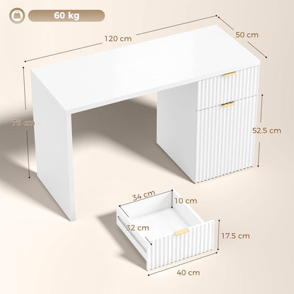 HOMCOM Computer Desk with Drawer in White
