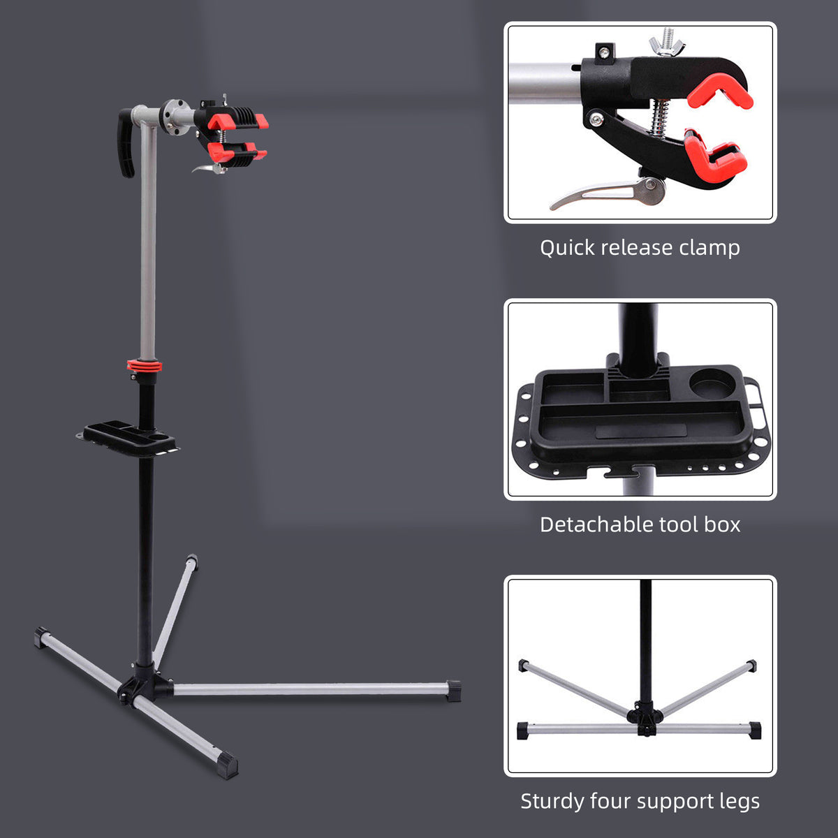 HOMCOM Bike Repair Stand Workstation in Silver