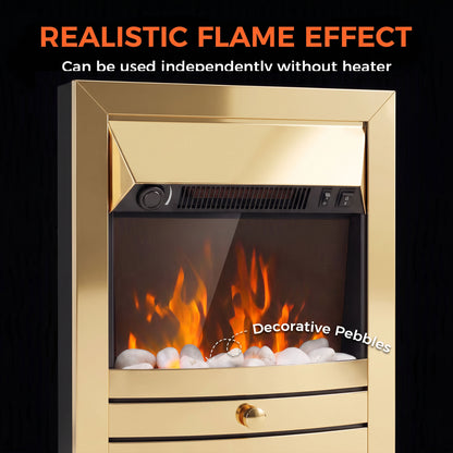 HOMCOM Electric Fireplace Stove Freestanding/Inset in Gold Tone