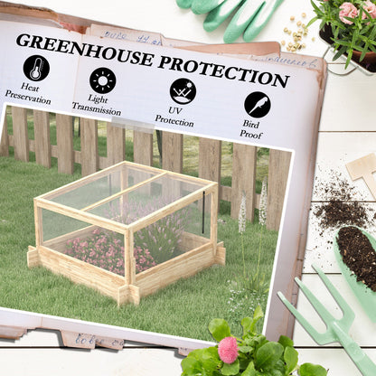 Outsunny 2-In-1 Wooden Greenhouse Planter Box - Natural
