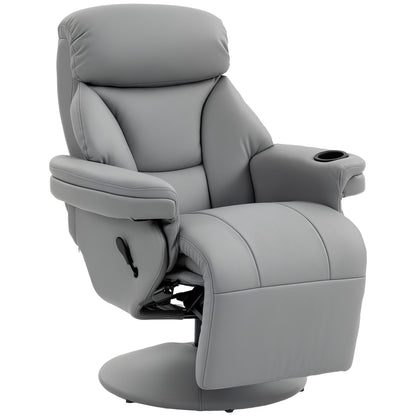 HOMCOM Upholstered Reclining Armchair, Manual Recliner Chair with Footrest and Adjustable Backrest, Grey