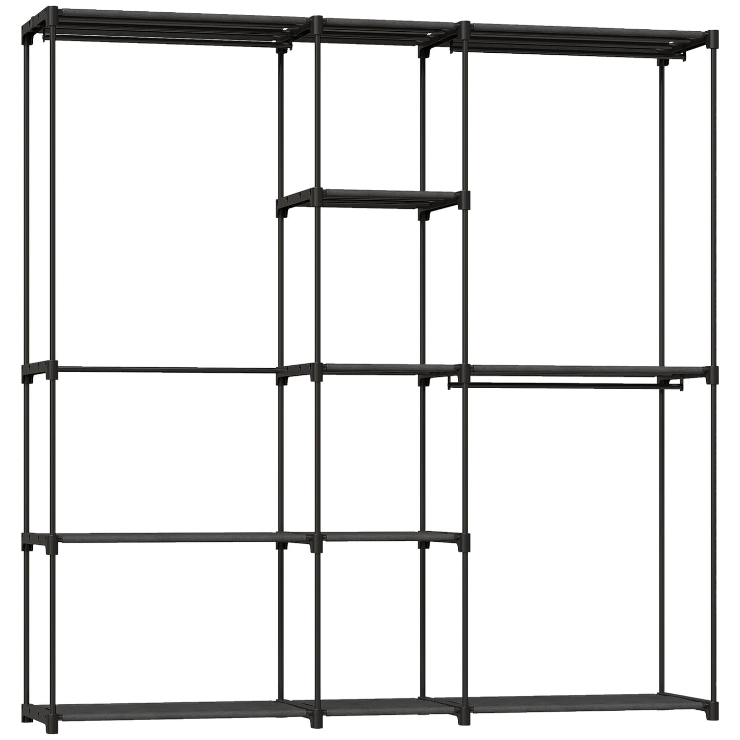HOMCOM Portable Wardrobe, Open Clothes Wardrobe with 8 Shelves, 3 Hanging Rails, Black