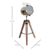 HOMCOM Vintage Tripod Table Desk Lamp Bedside Light Spotlight Brass Antique Searchlight Wooden Base