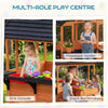 AIYAPLAY Wooden Playhouse Playhouse for Kids with Table, Benches, Sink Table, Windows, Flowerpot Holders, for Ages 3-8, Brown