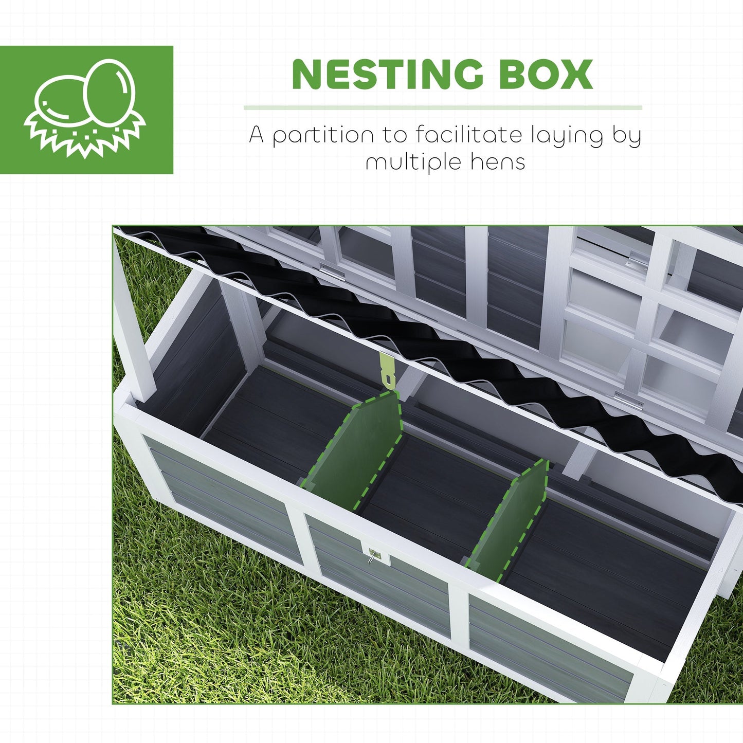 PawHut Wooden Chicken Coop with Nesting Box, Slide-Out Tray, Perches, for 2-4 Chickens, 100 x 86 x 100cm