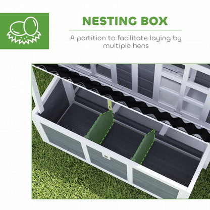 PawHut Wooden Chicken Coop with Nesting Box, Slide-Out Tray, Perches, for 2-4 Chickens, 100 x 86 x 100cm