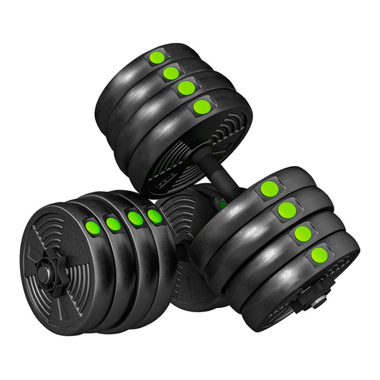 SPORTNOW Adjustable Weight Barbell & Dumbbells Set in Black and Green