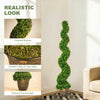 HOMCOM Set of 2 Artificial Plants, Topiary Spiral Boxwood Trees with Pot, for Home Indoor Outdoor Decor, 150cm