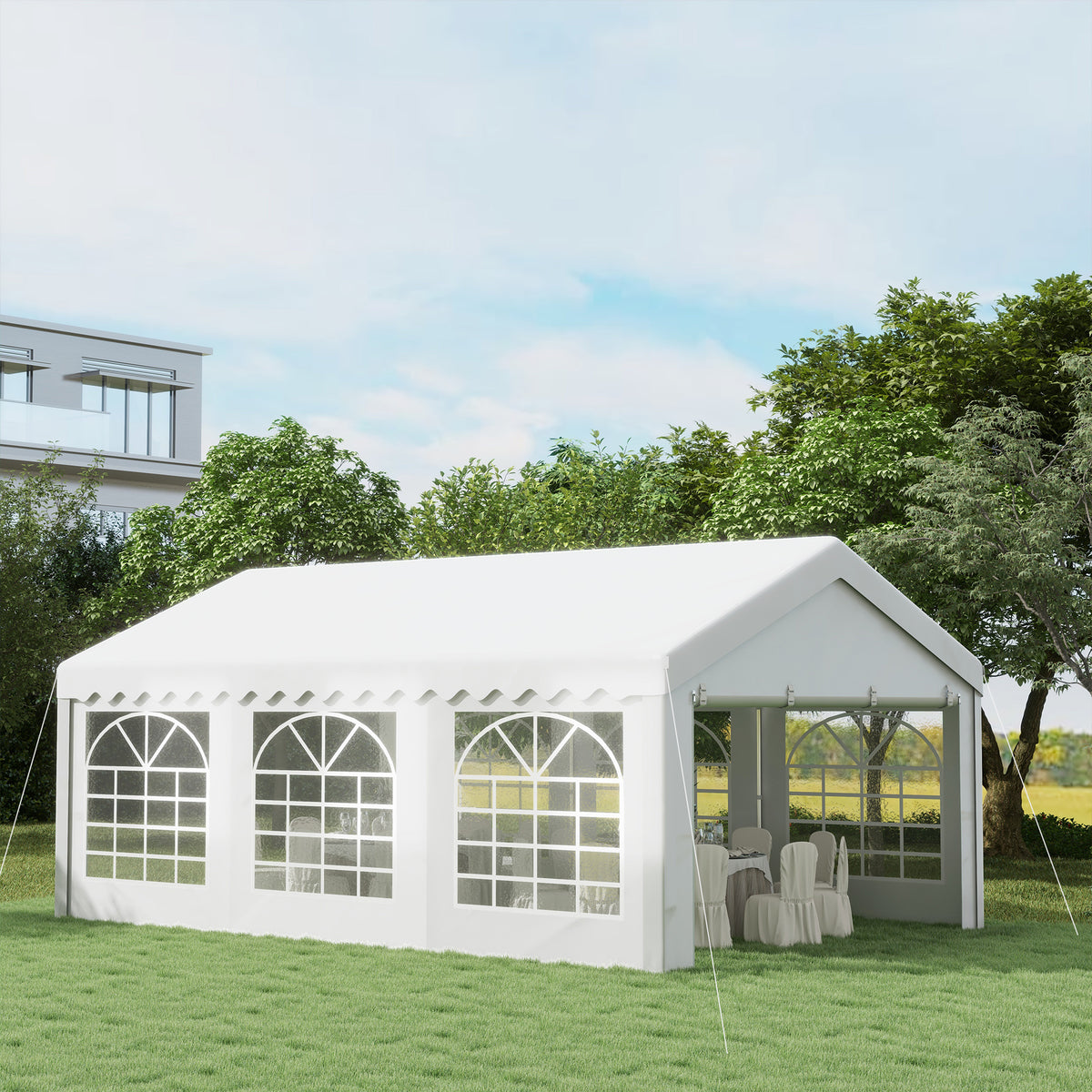 Outsunny Heavy Duty Garden Gazebo for Parties in White
