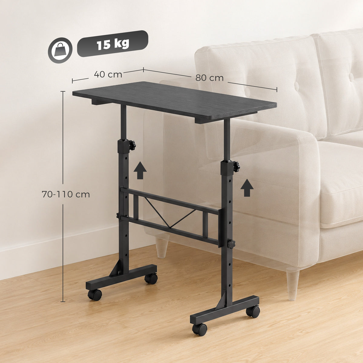 HOMCOM Overbed Table in Black