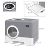 PawHut Enclosed Cat Litter Box, with Lid, Front Entry, Top Exit, Pull-Out Tray, Scoop - Grey