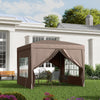 Outsunny 3 x 3 m Pop Up Gazebo, Wedding Party Canopy Tent Marquee with Carry Bag and Windows, Coffee