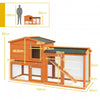 PawHut Two-Tier Rabbit Hutch with Run, Ramp, Slide-Out Tray, for Garden - Orange